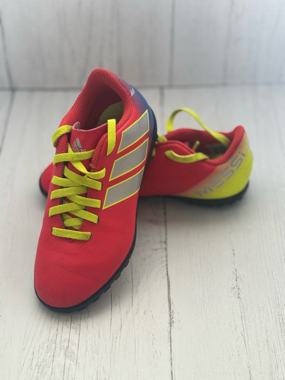 Adidas Messi Kids Soccer Cleats Red Yellow Size 12K Youth Turf Shoes